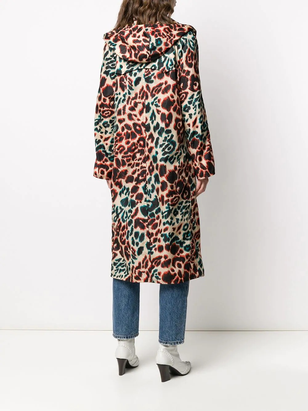 leopard print trench coat - 4