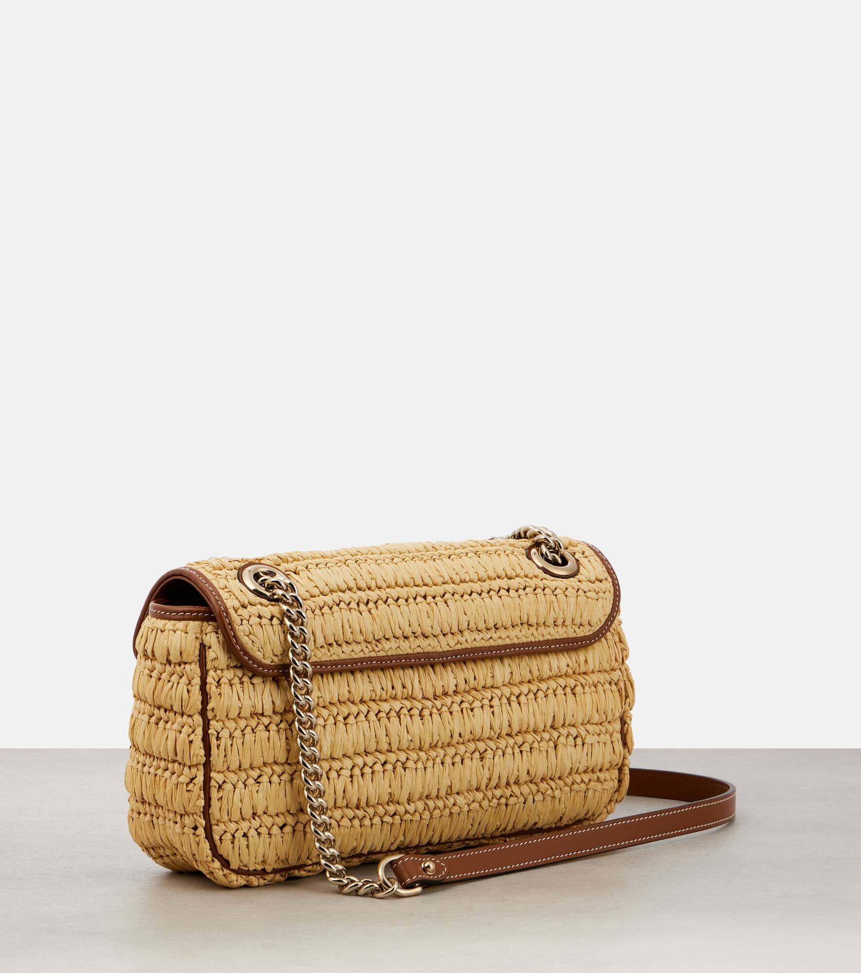 GG Marmont Small raffia shoulder bag - 4