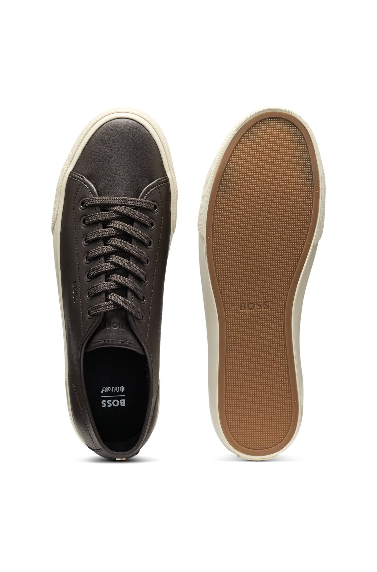 LOW-TOP TRAINERS IN GRAINED FAUX LEATHER - 4