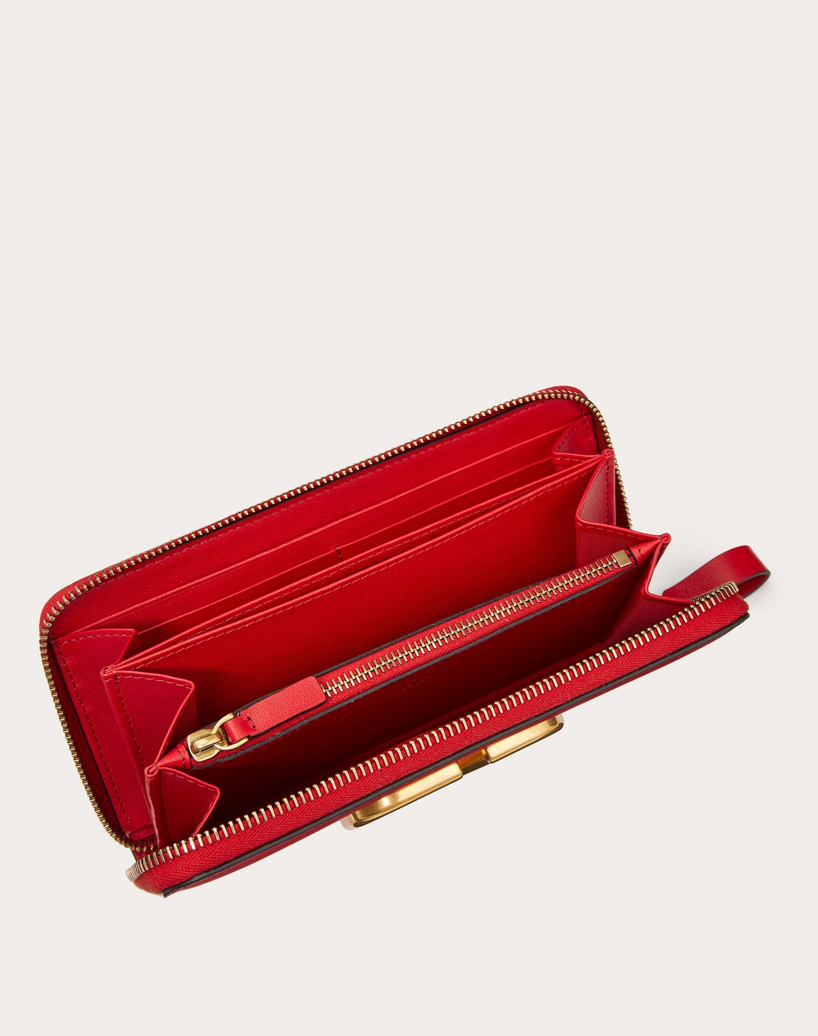 VLOGO SIGNATURE ZIPPERED WALLET IN CALFSKIN LEATHER - 5