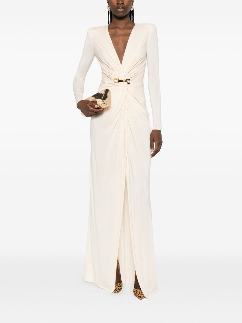 ELISABETTA FRANCHI long-sleeve V-neck maxi dress outlook
