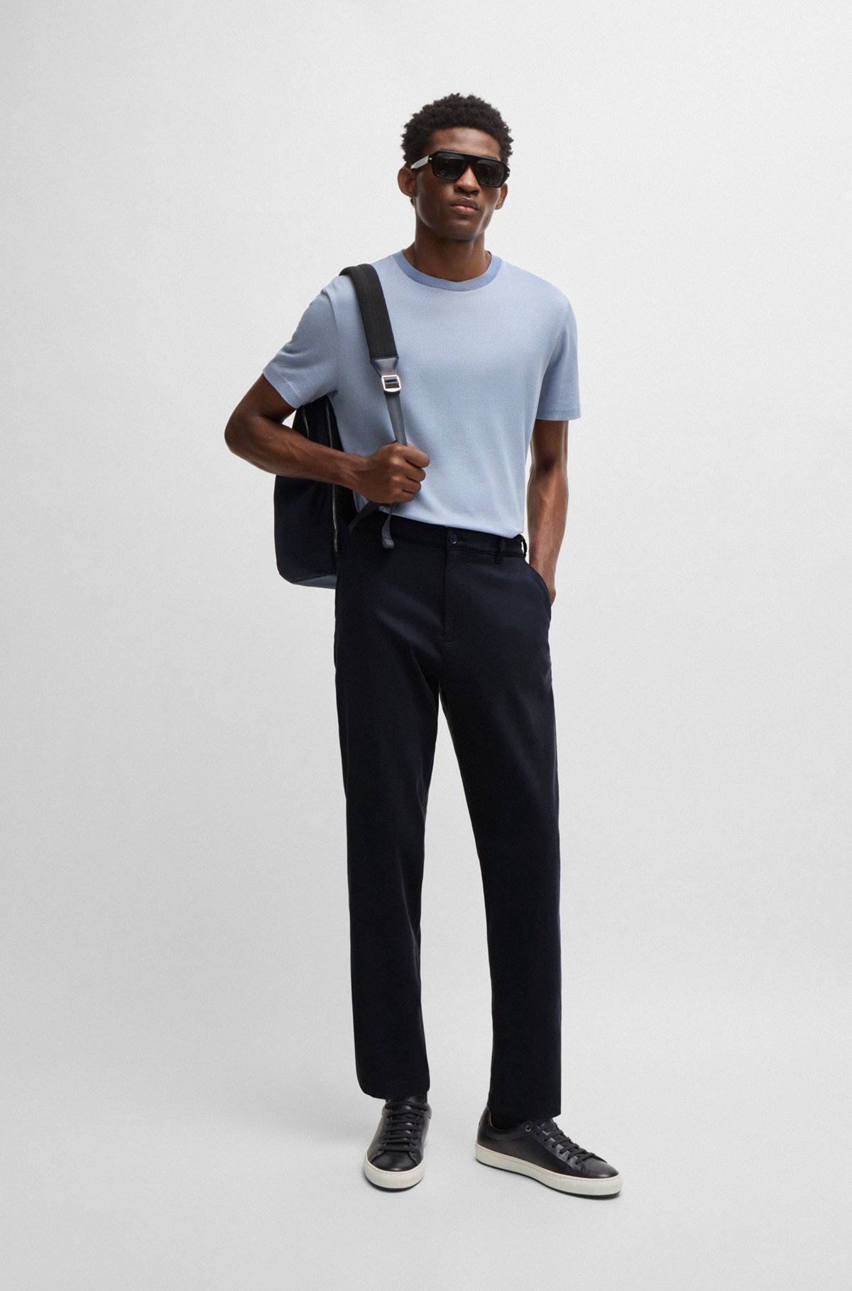 TAPERED-FIT REGULAR-RISE TROUSERS IN STRETCH TWILL - 3