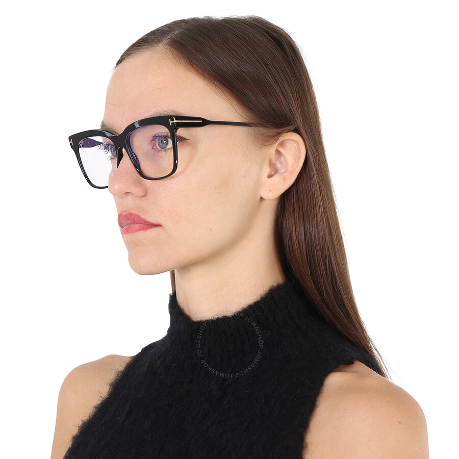 Tom Ford Women Eyeglasses Shiny Black Blue Block Square FT5768-B 001 BRAND NEW Tom Ford TF5768-B 001 Blue Control Glasses - US main image 3