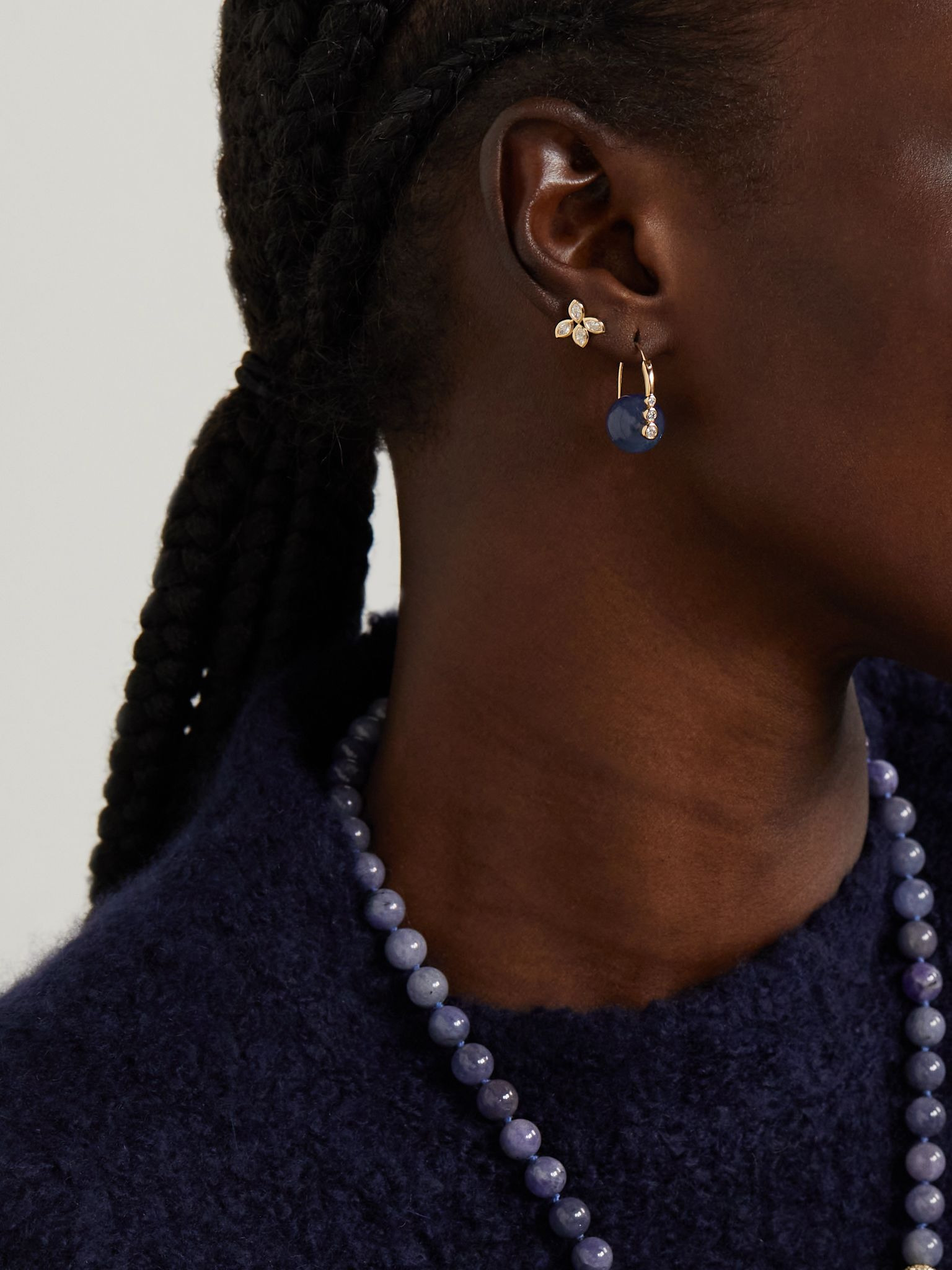 14-karat gold tanzanite and diamond earrings Gold - 4