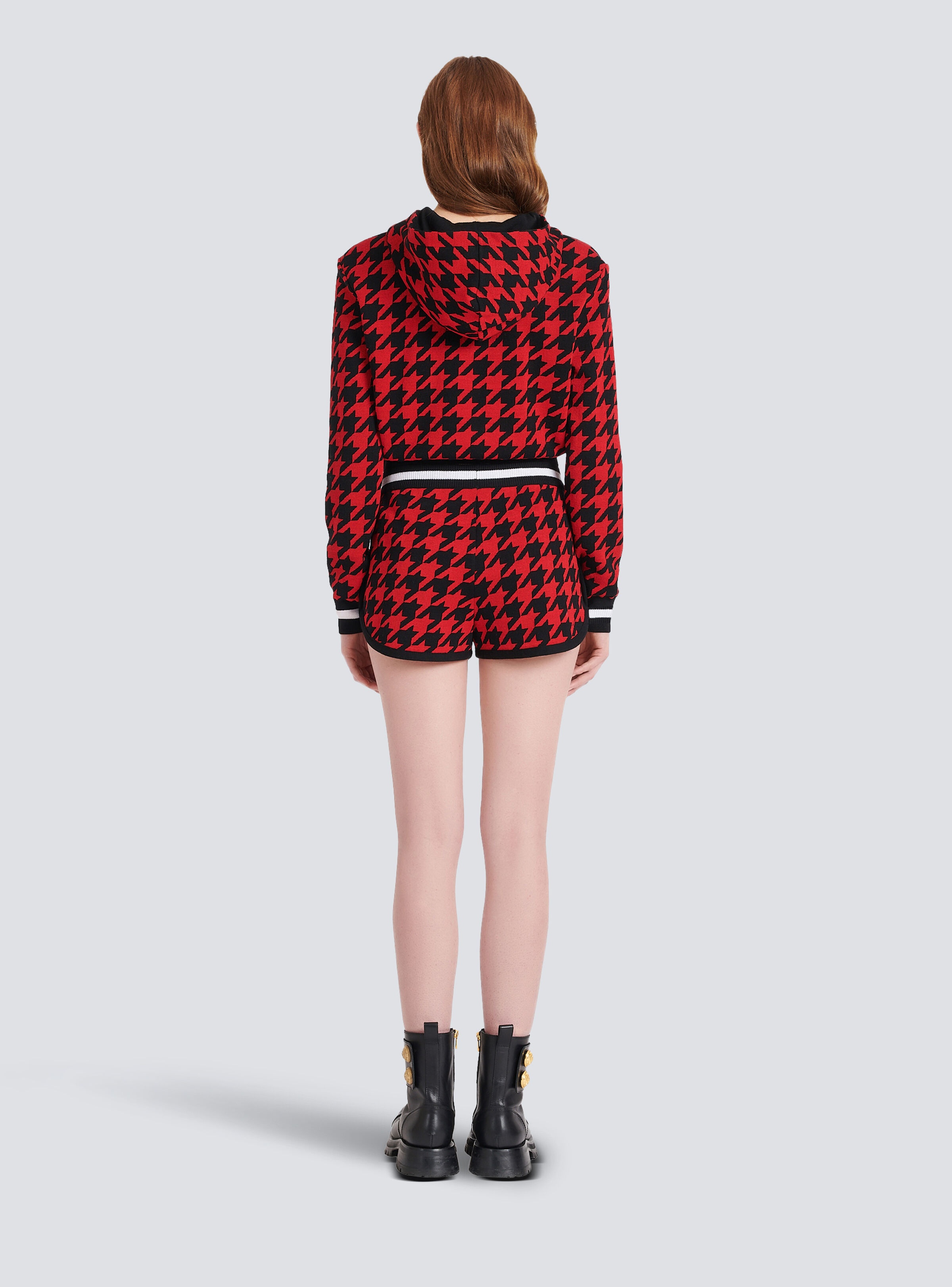 Houndstooth print knit shorts - 4