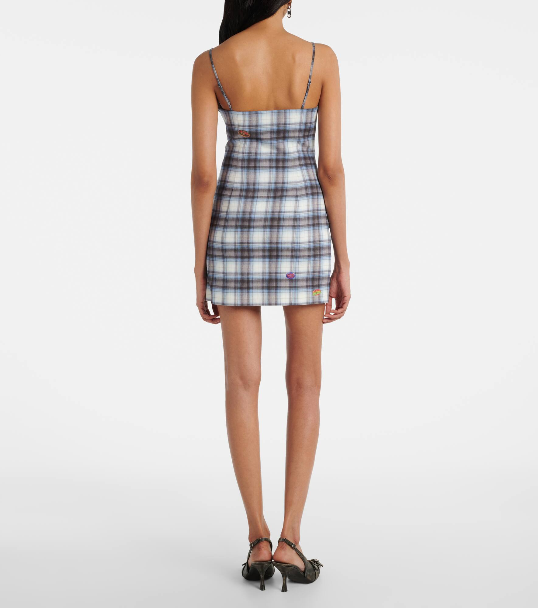 Plaid linen-blend minidress - 3