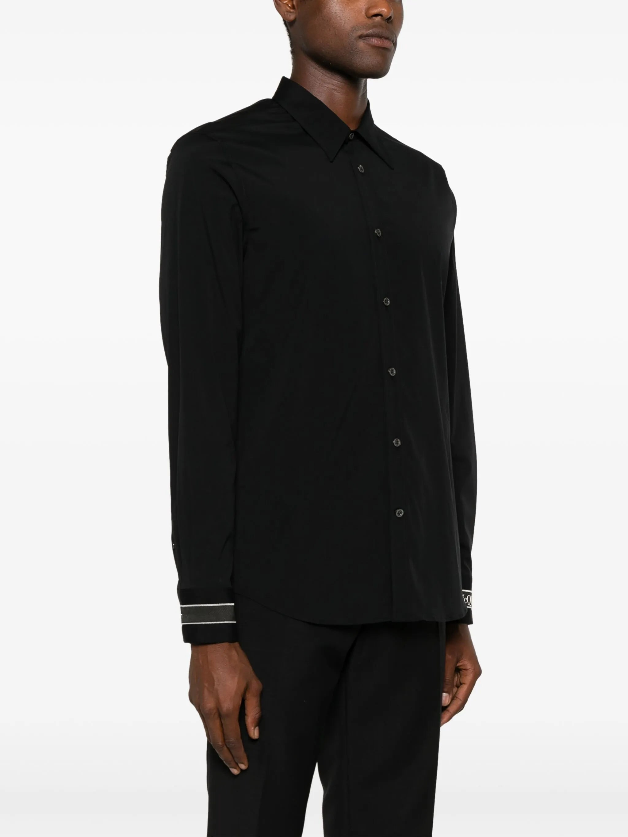 logo-strap cotton shirt - 3