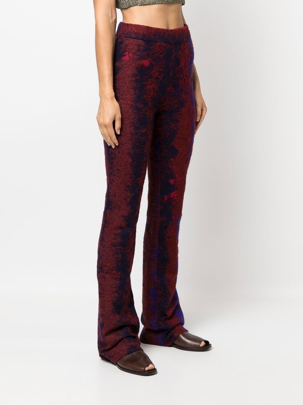 flared contrasting-stitch trousers - 3