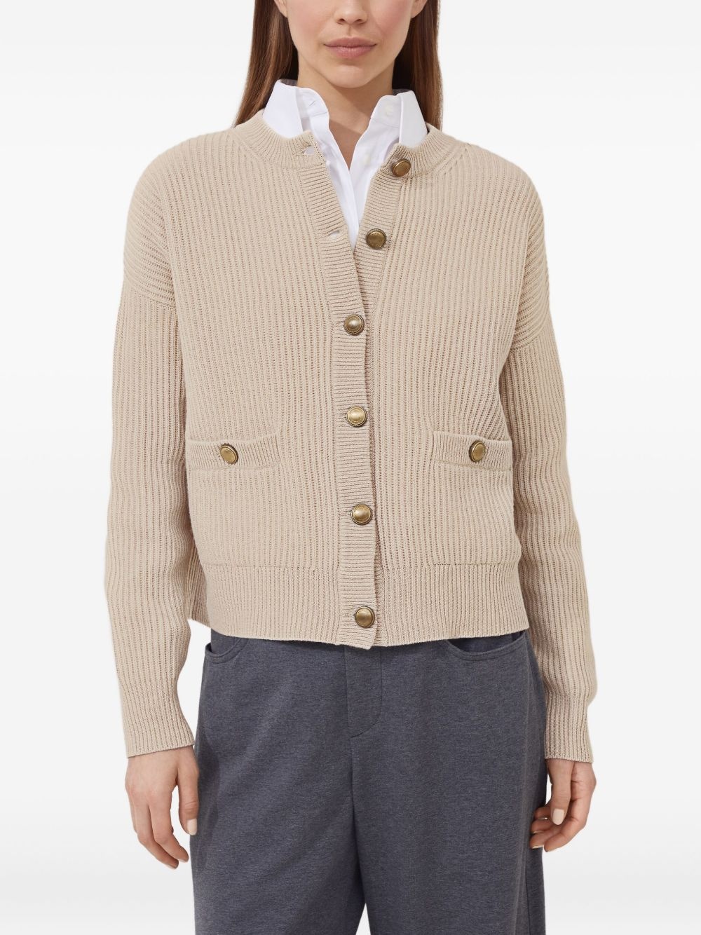 English ribbed-knit button-up cardigan - 3