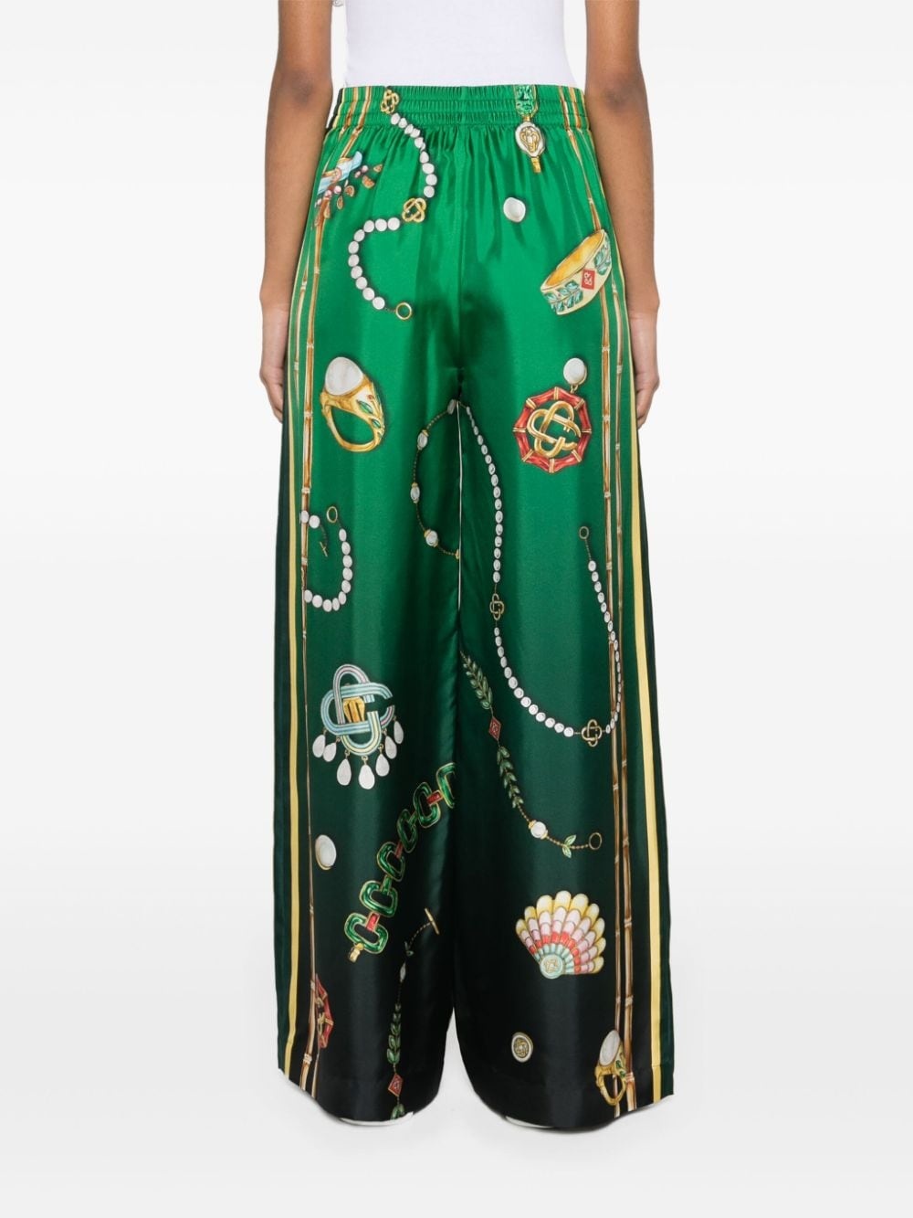 graphic-print silk trousers - 4