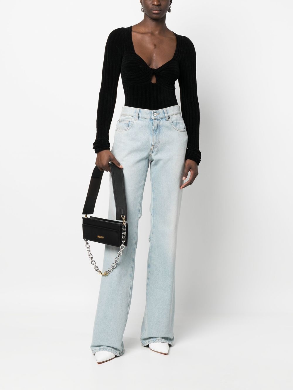 twist-front ribbed long-sleeve top - 2