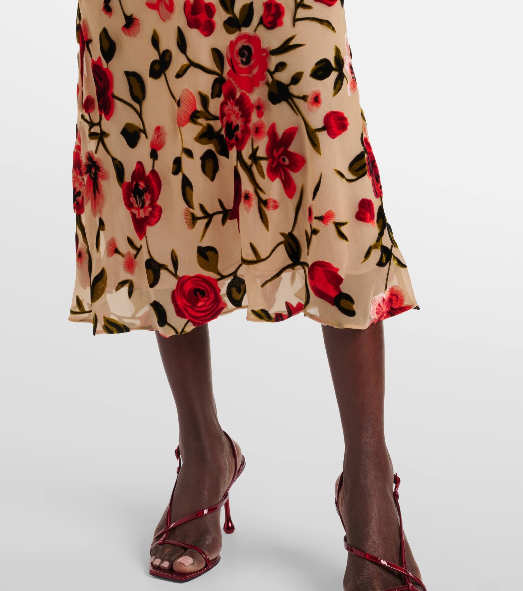 Sheer floral velvet devoré slip dress - 5