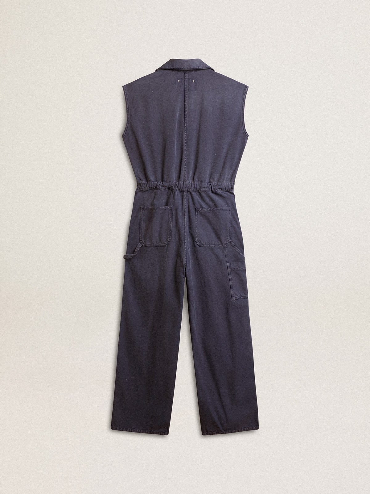 Blue distressed cotton jumpsuit - 5