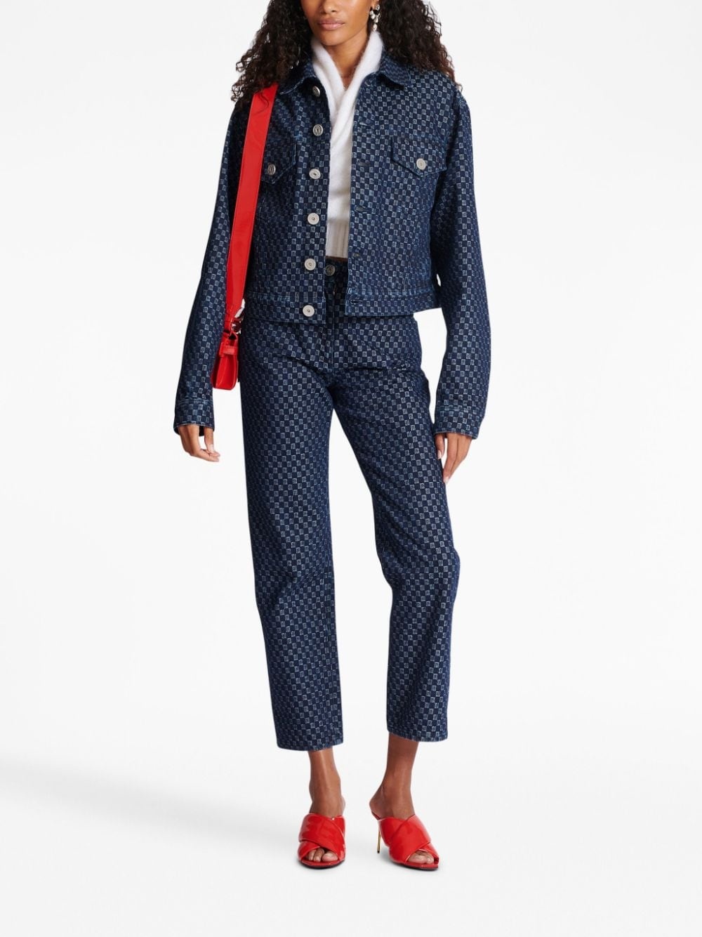 monogram-print denim jacket - 2
