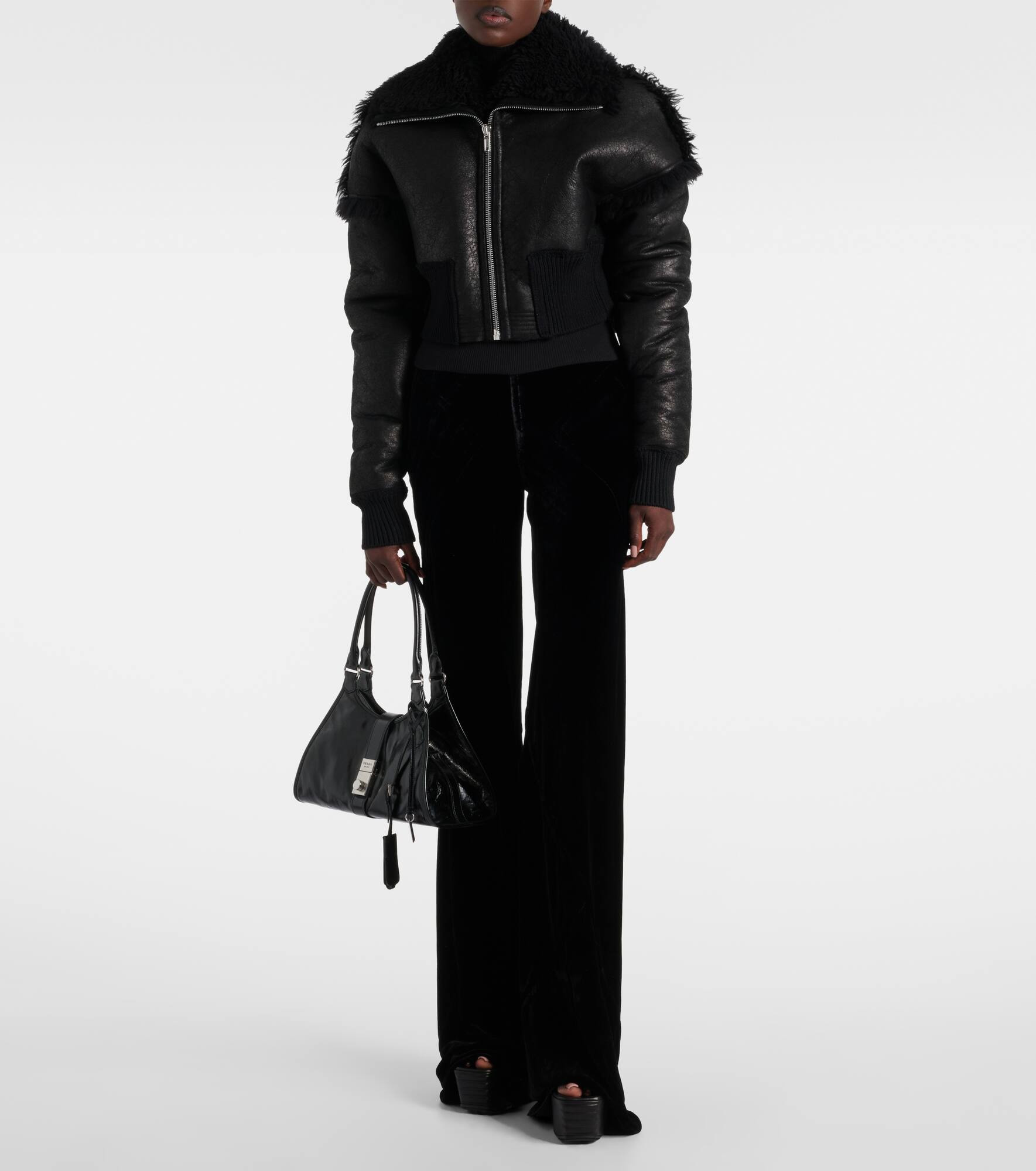 Flight cropped leather jacket - 2