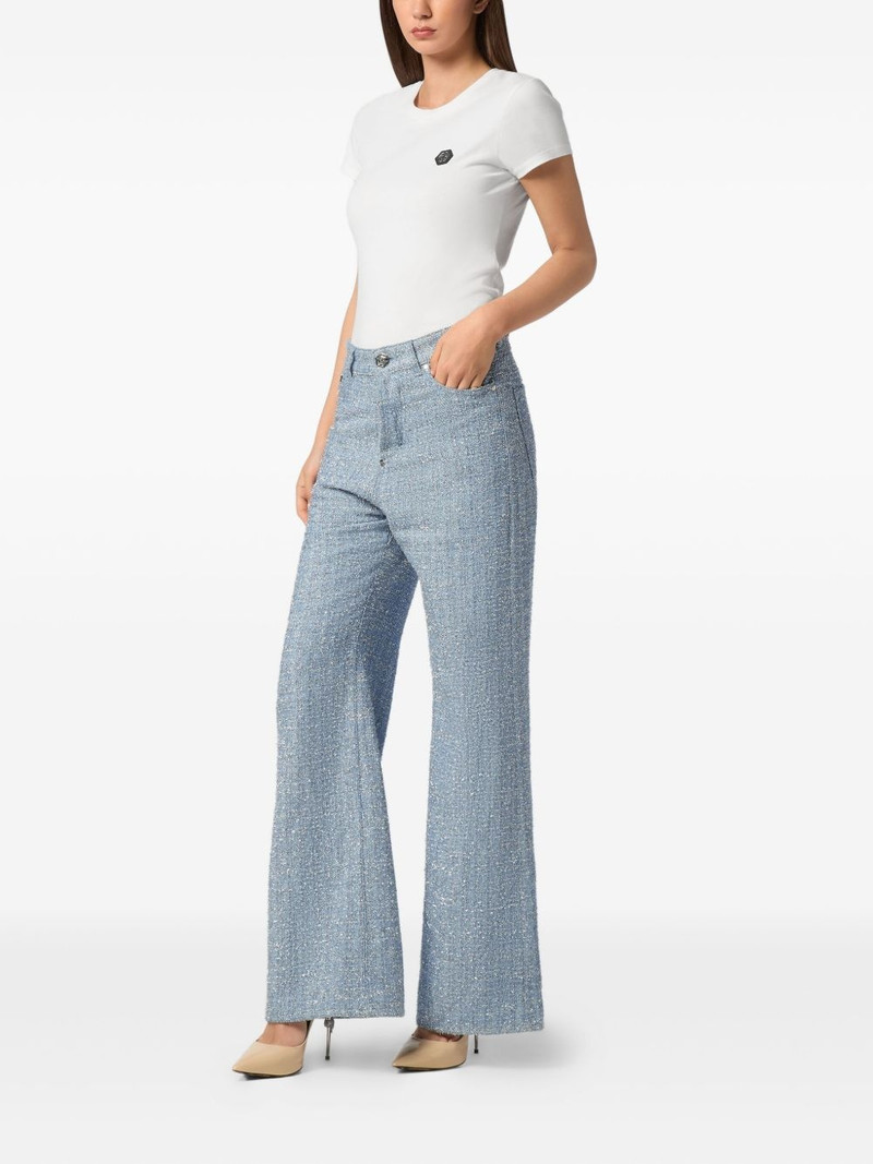 PHILIPP PLEIN tweed wide-leg jeans outlook