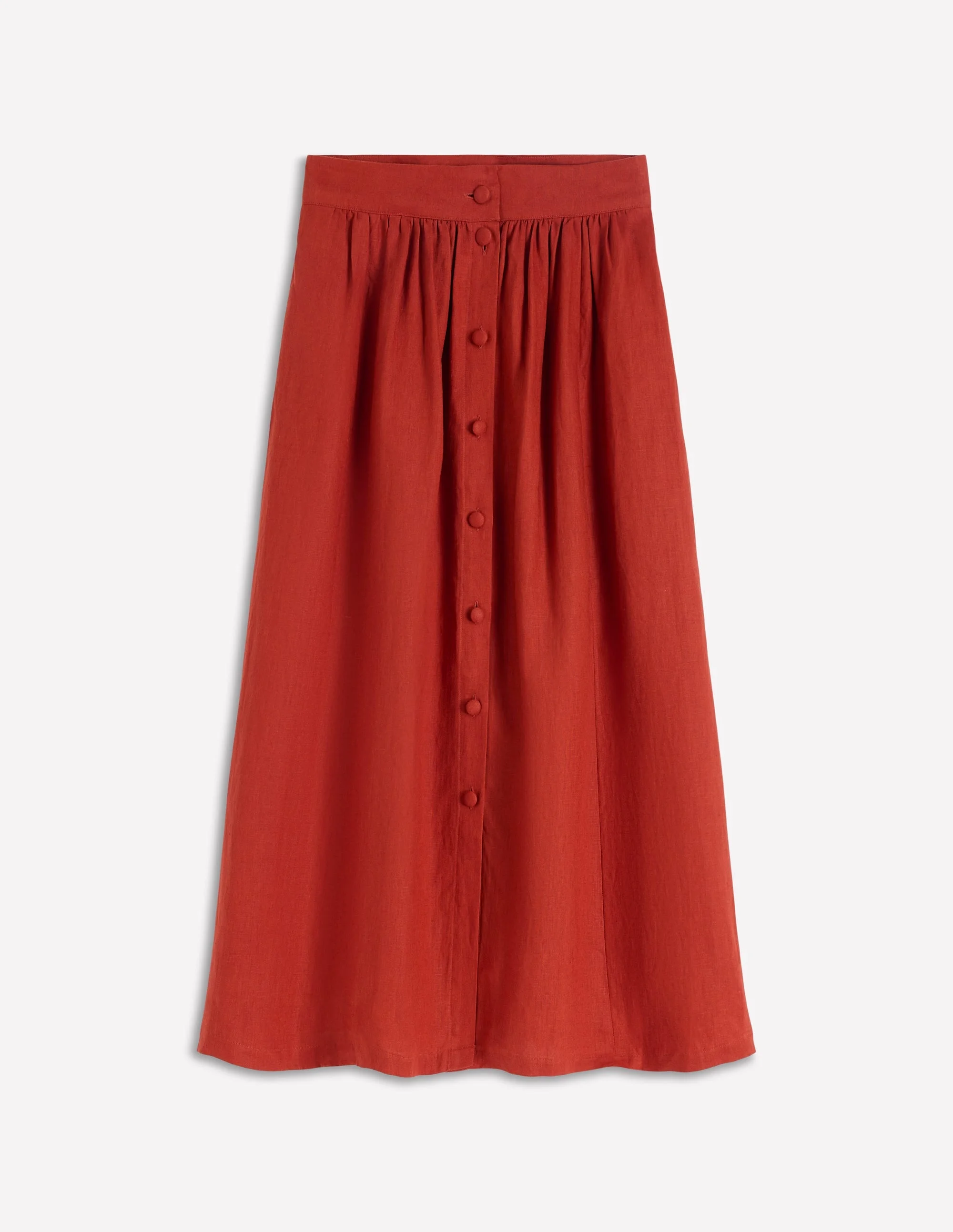 Emma Linen Maxi Skirt-Burnt Orange - 1