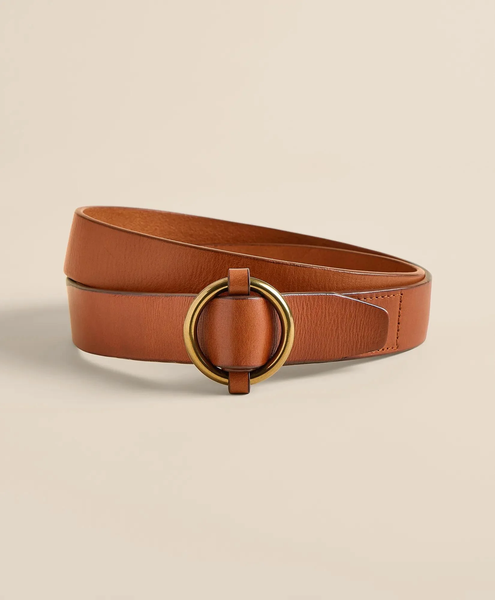 Leather Round Buckle Belt - 1