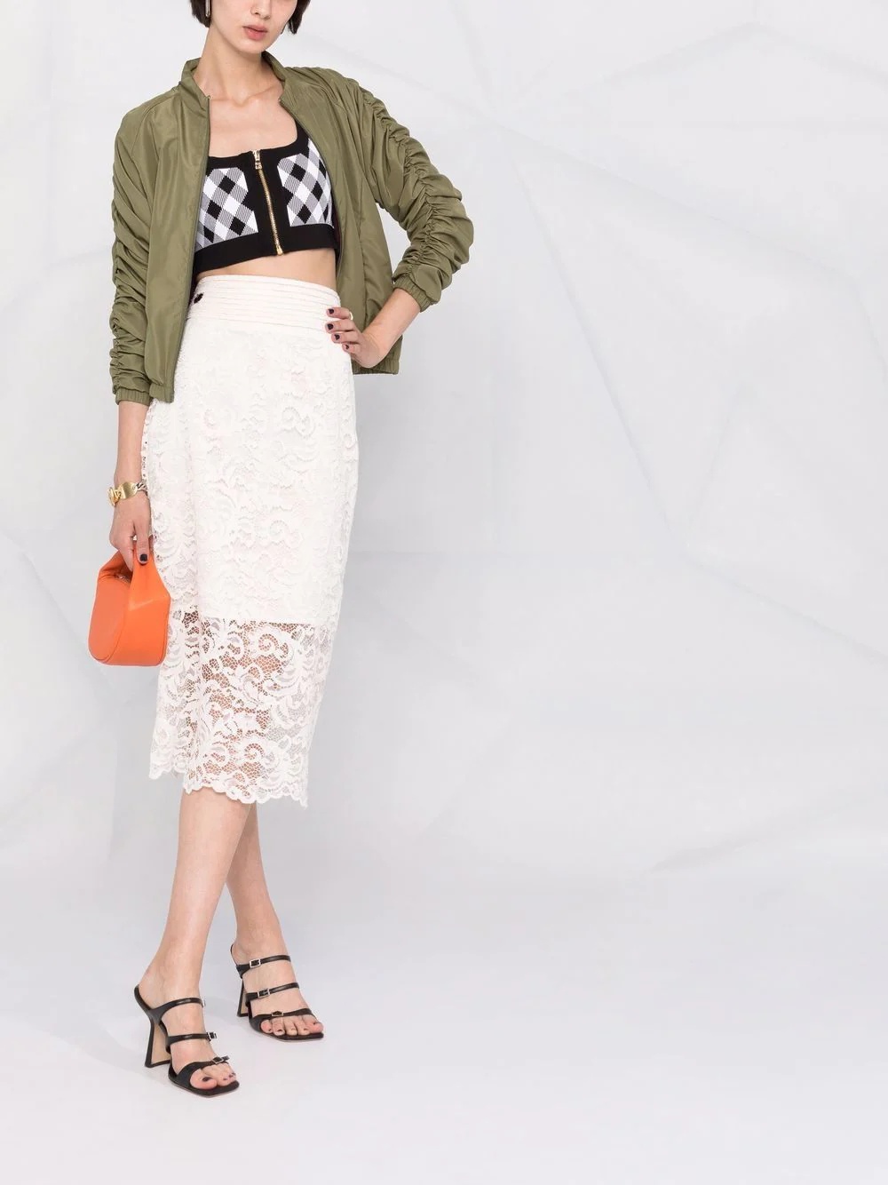 lace-patterned pencil skirt - 2