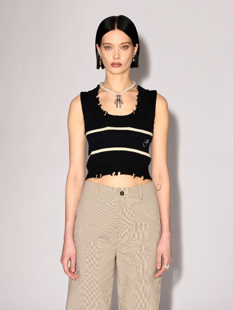DESTROYED RIB ROUND NECK TOP - 3
