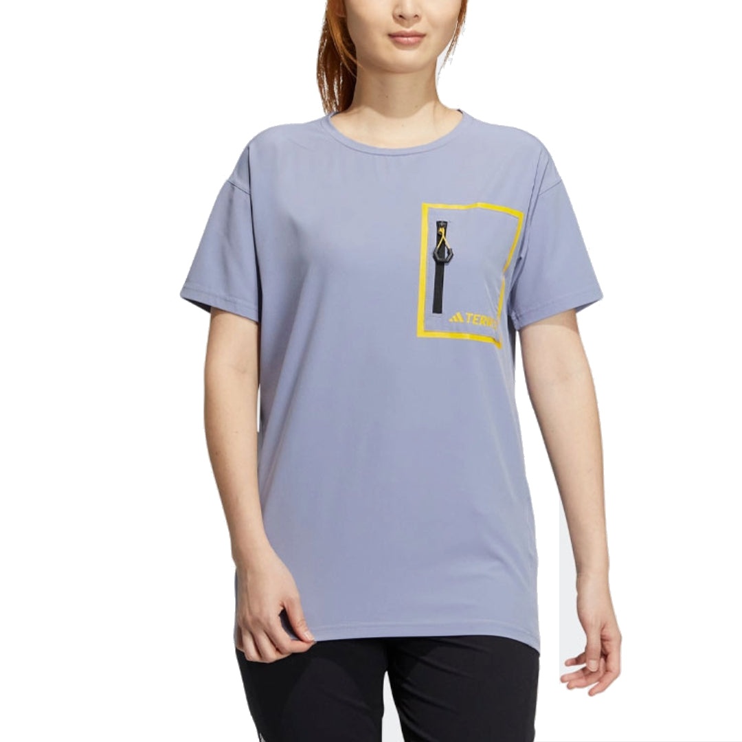 (WMNS) adidas National Geographic T-Shirt Asia Sizing 'Purple Yellow' IC1996 - 2