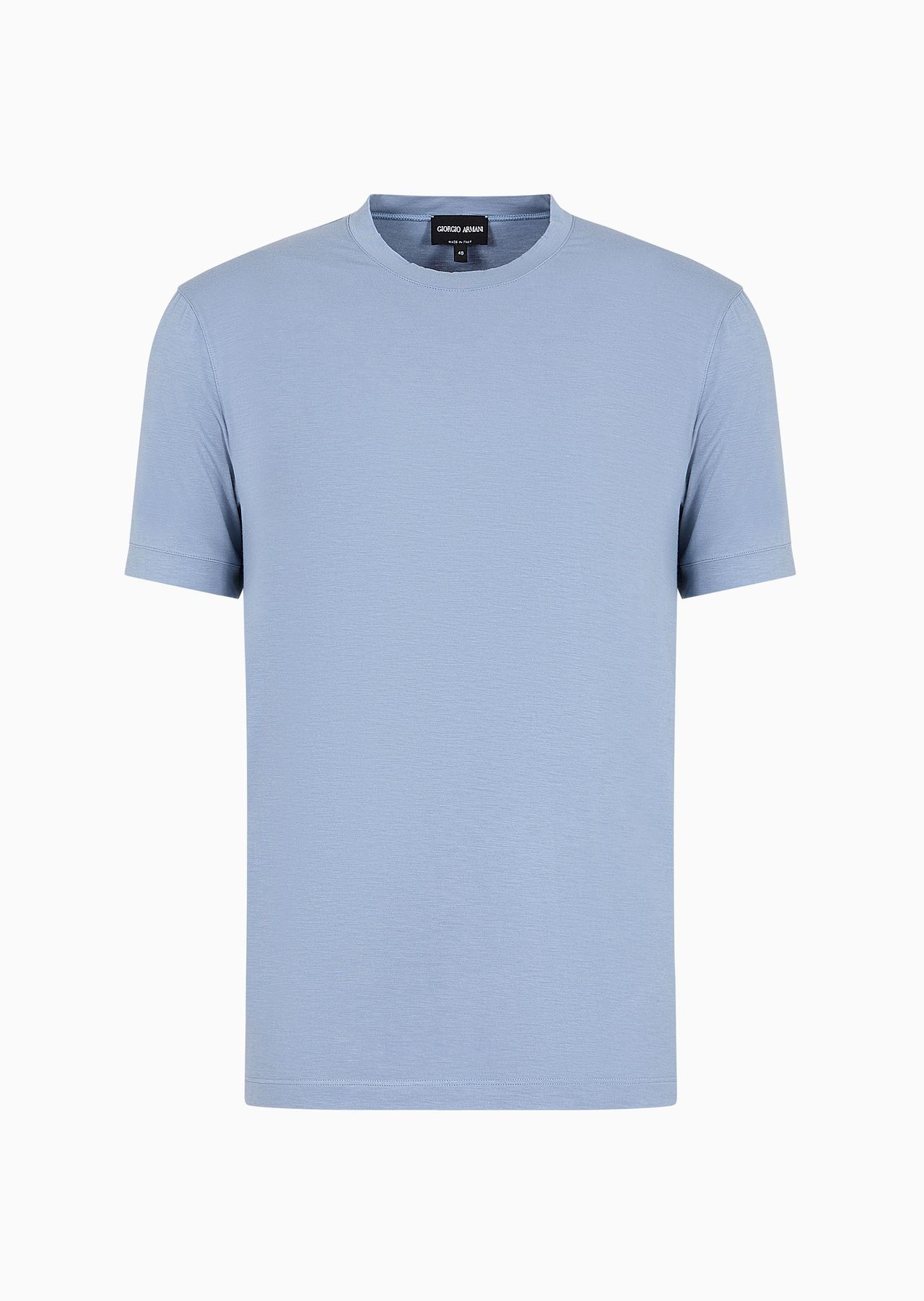 Crew-neck short-sleeved T-shirt in stretch viscose jersey - 1