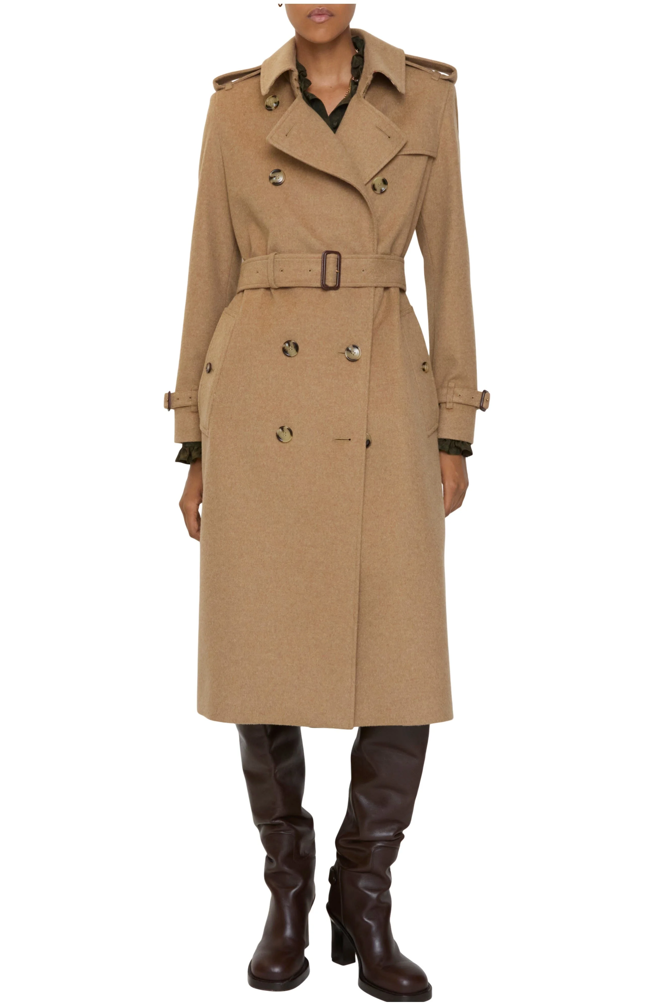 burberry Long Cashmere Kensington Trench Coat in Camel Beige at Nordstrom - 1