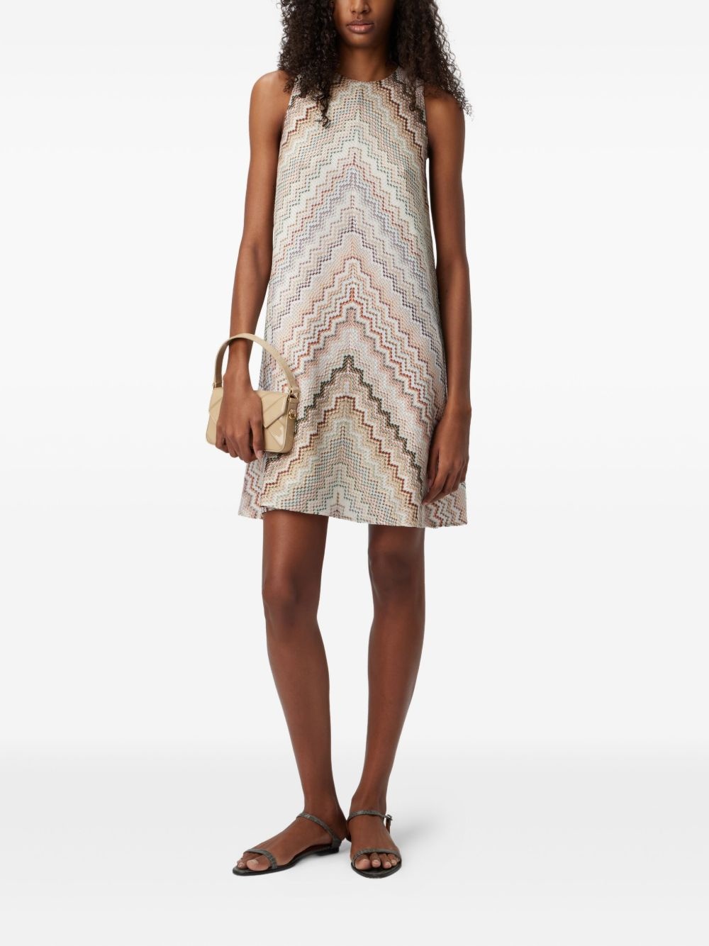 geometric-pattern mini dress - 2