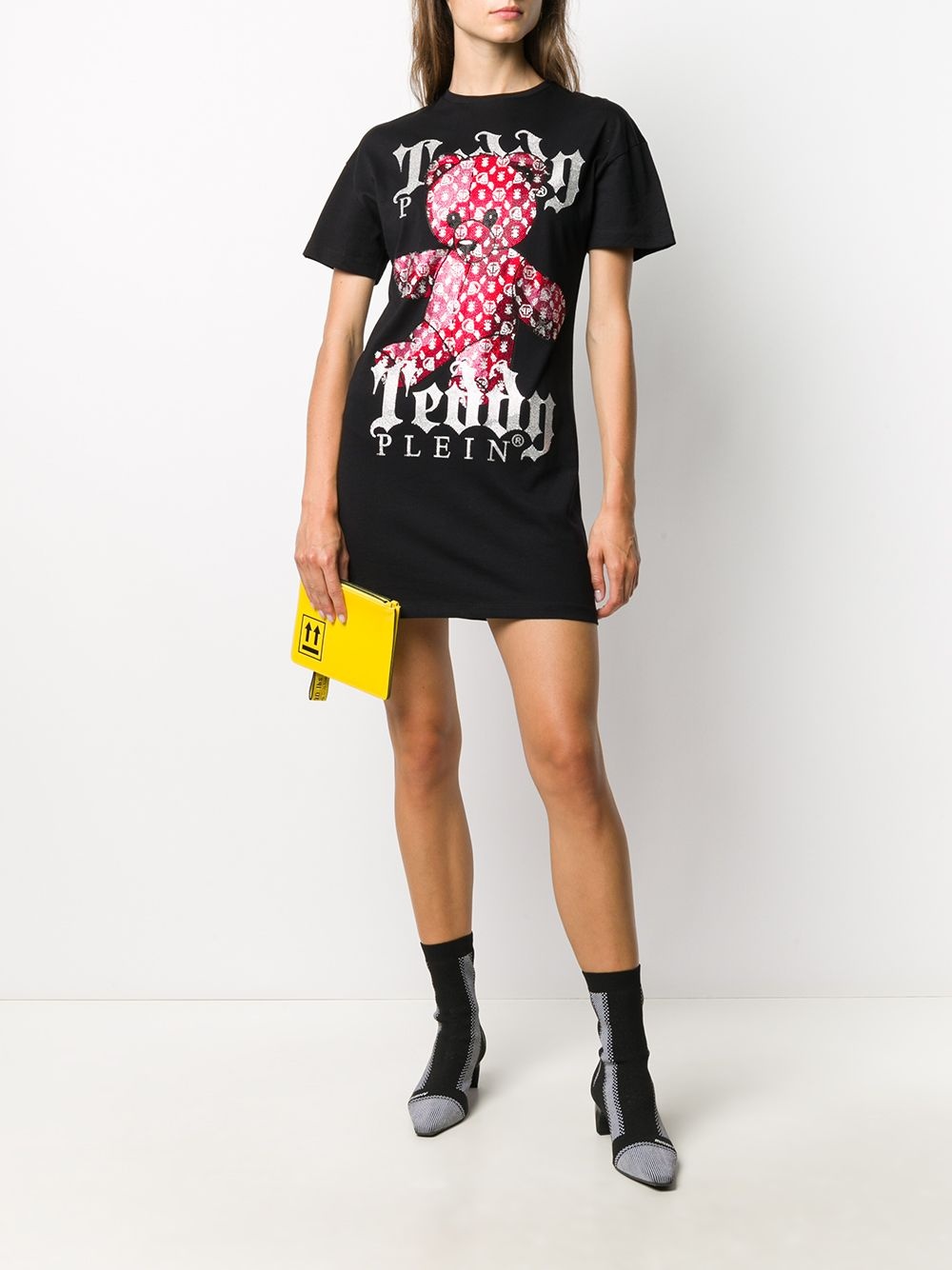 teddy bear print T-shirt dress - 2