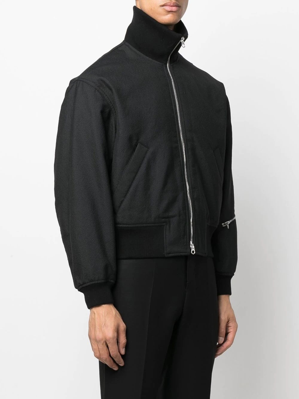 high-neck zip-up bomber jacket - 3