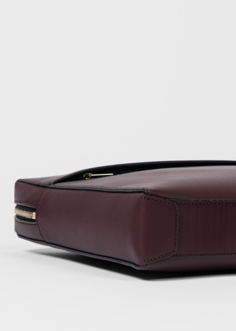 Signature Stripe Trim Burgundy Calf Leather Folio 7