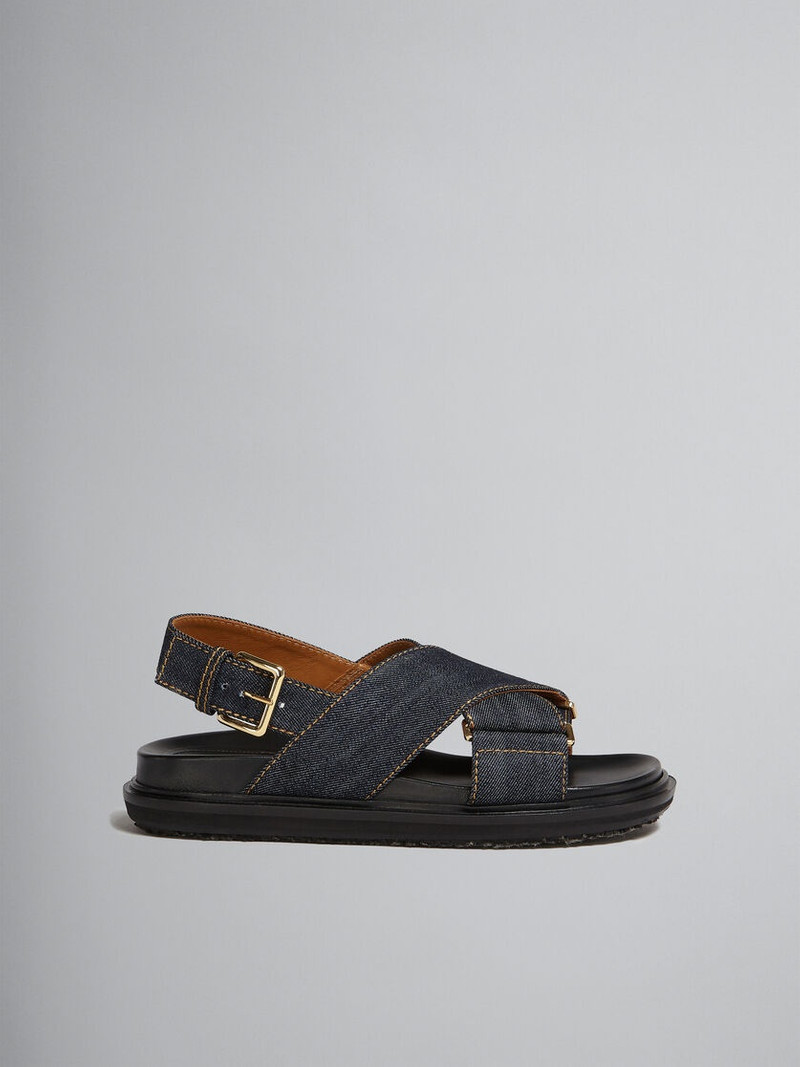 BLUE DENIM CRISS-CROSS SANDAL 1