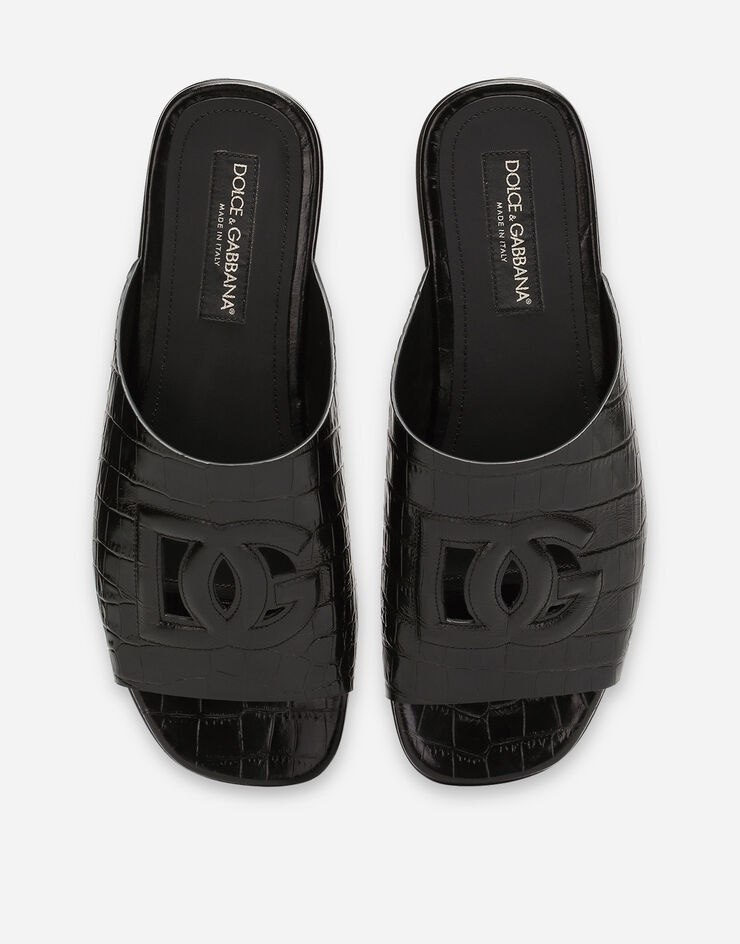 Crocodile-print calfskin Pantheon sliders - 4