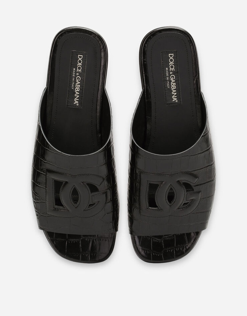 Crocodile-print calfskin Pantheon sliders 4