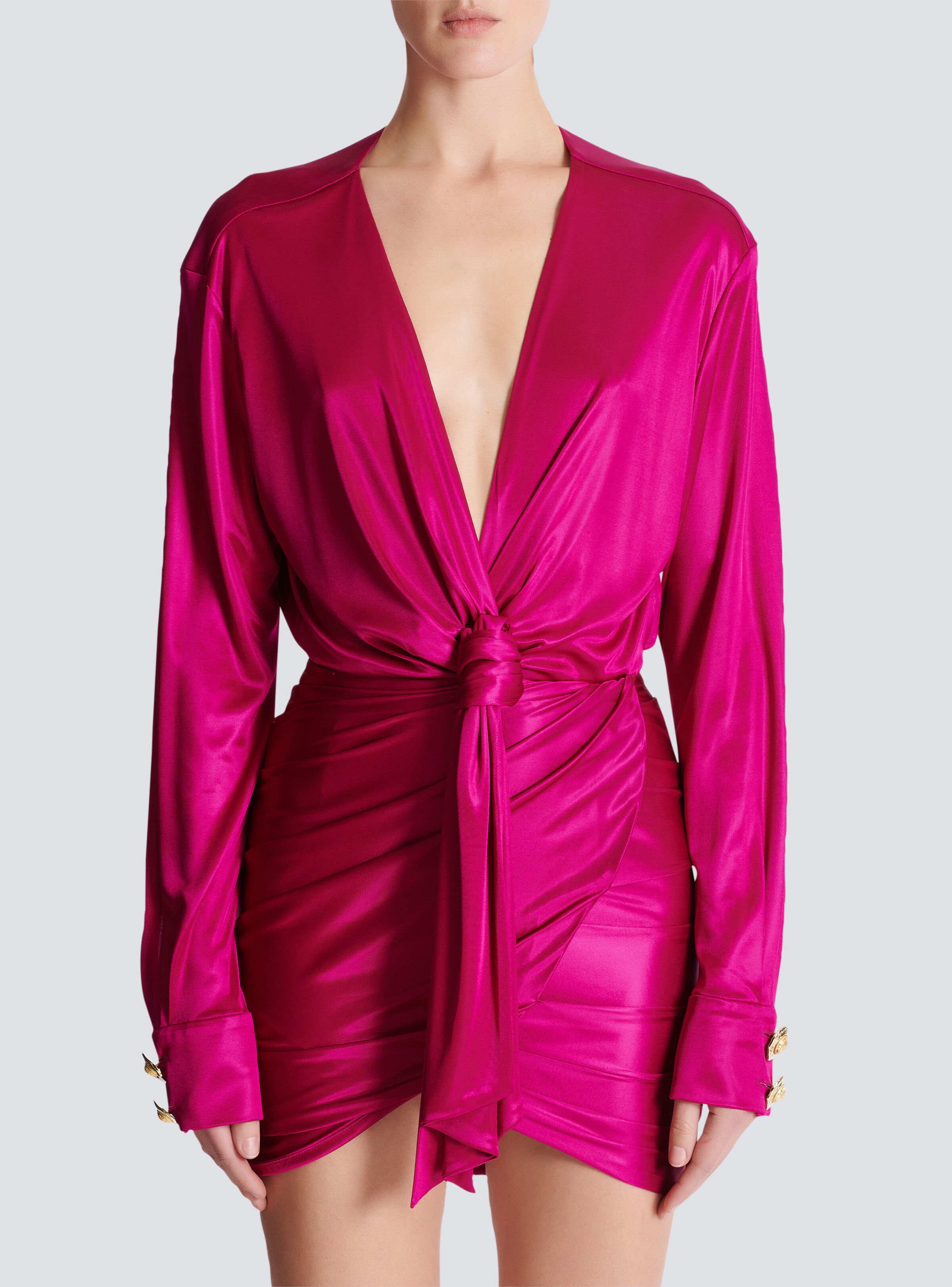Short draped interlock jersey dress - 5