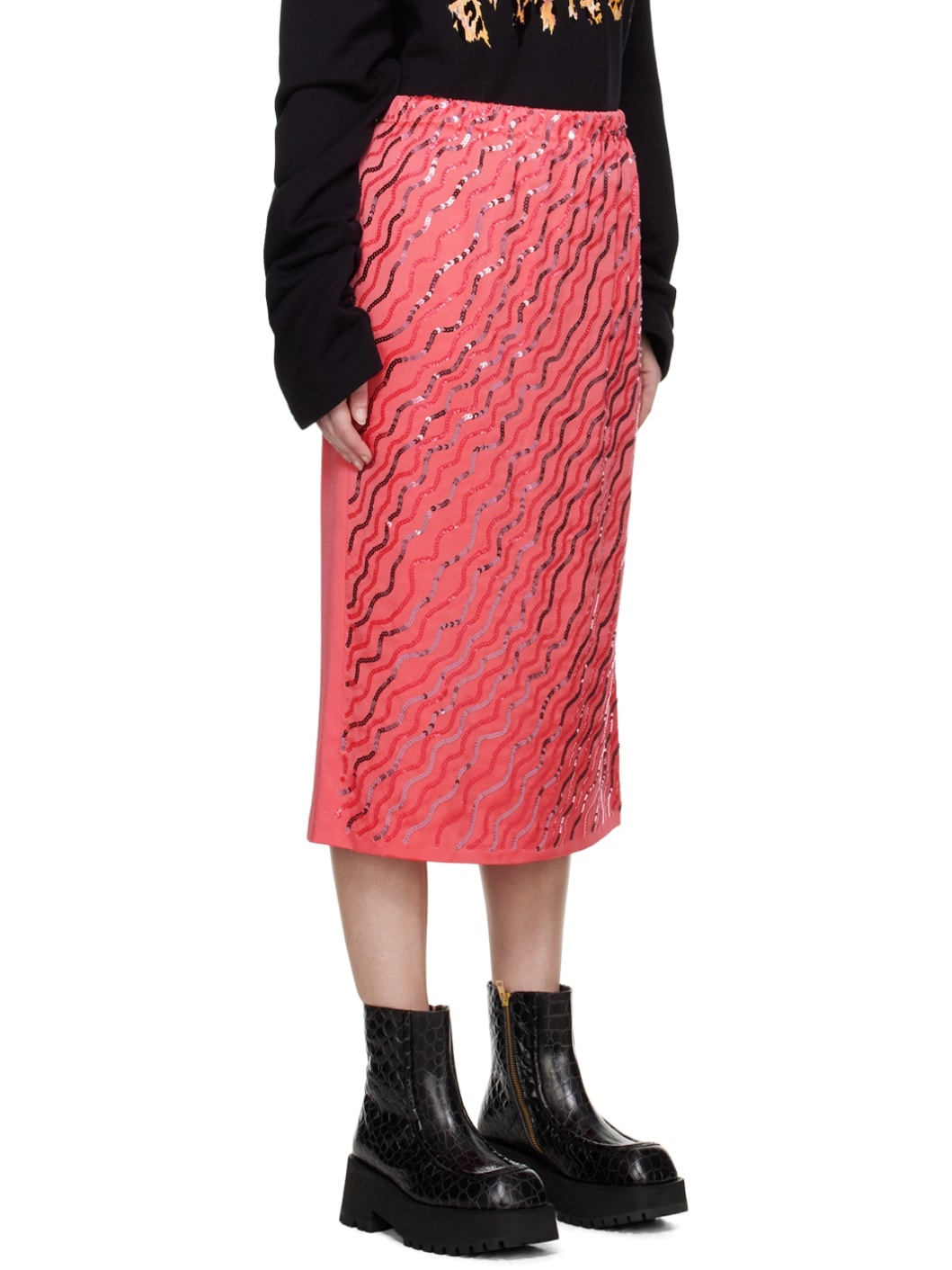 Pink Sequin Midi Skirt - 2