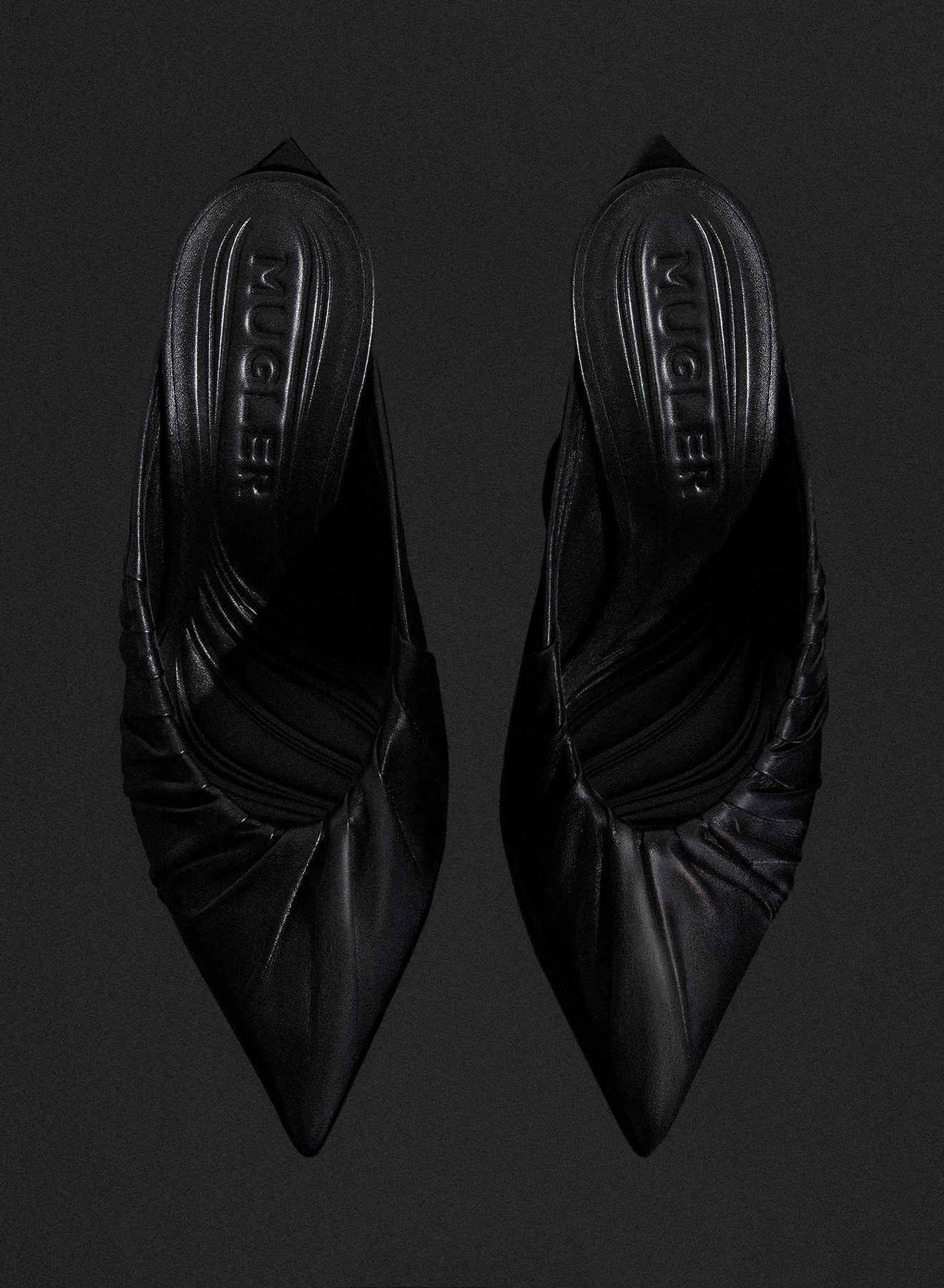 black draped Fang 95 mules - 4