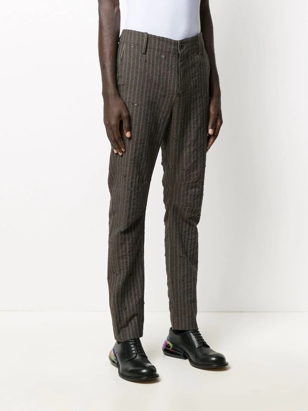 striped slim-fit trousers - 3