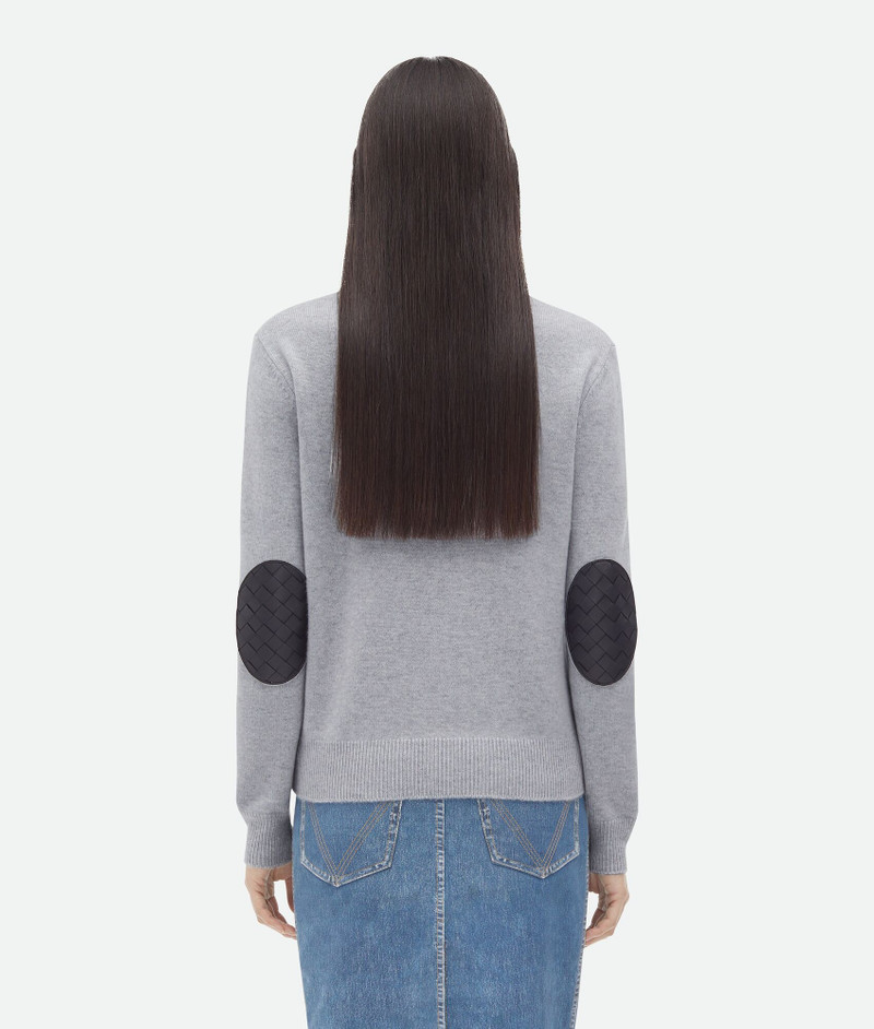 Cashmere Jumper With Intrecciato Leather Patches 3