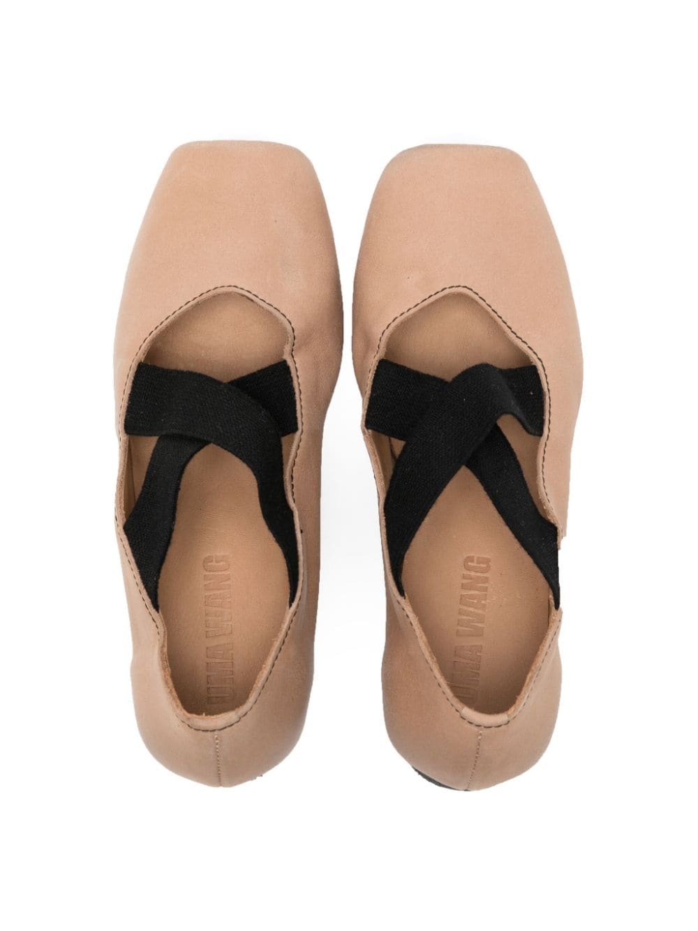 square-toe leather ballet pumps - 3