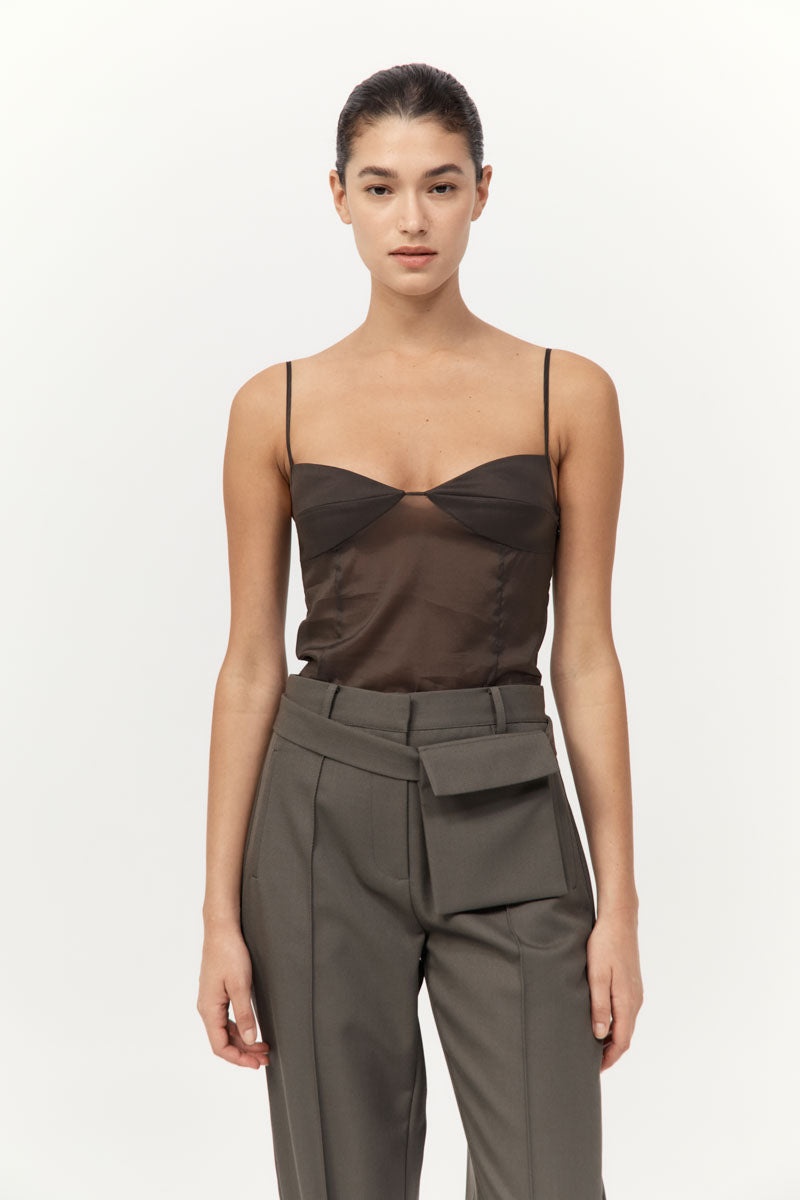 Transparent Silk Cami - Black Olive - 2