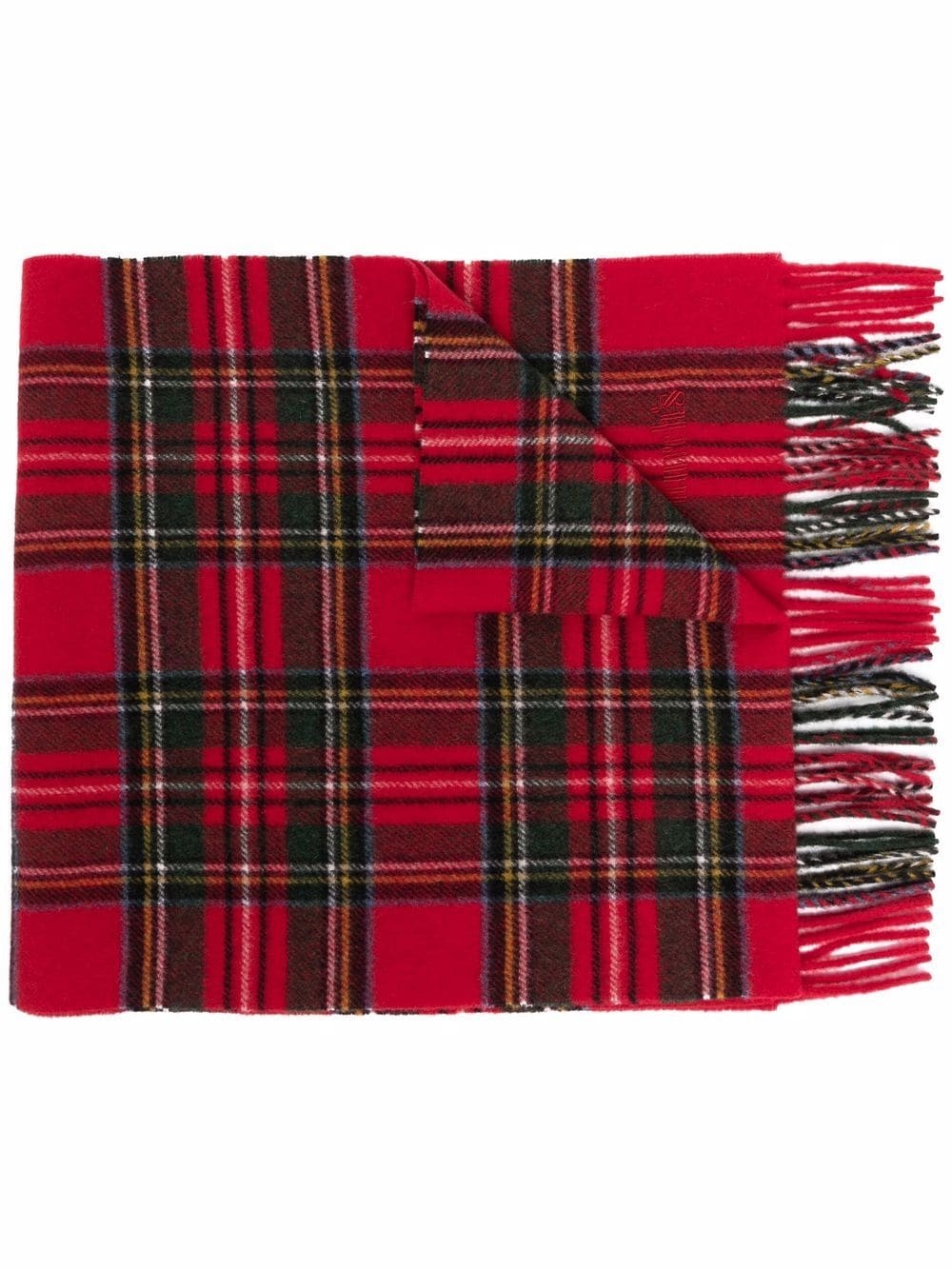 tartan-print fringed-edge scarf - 1