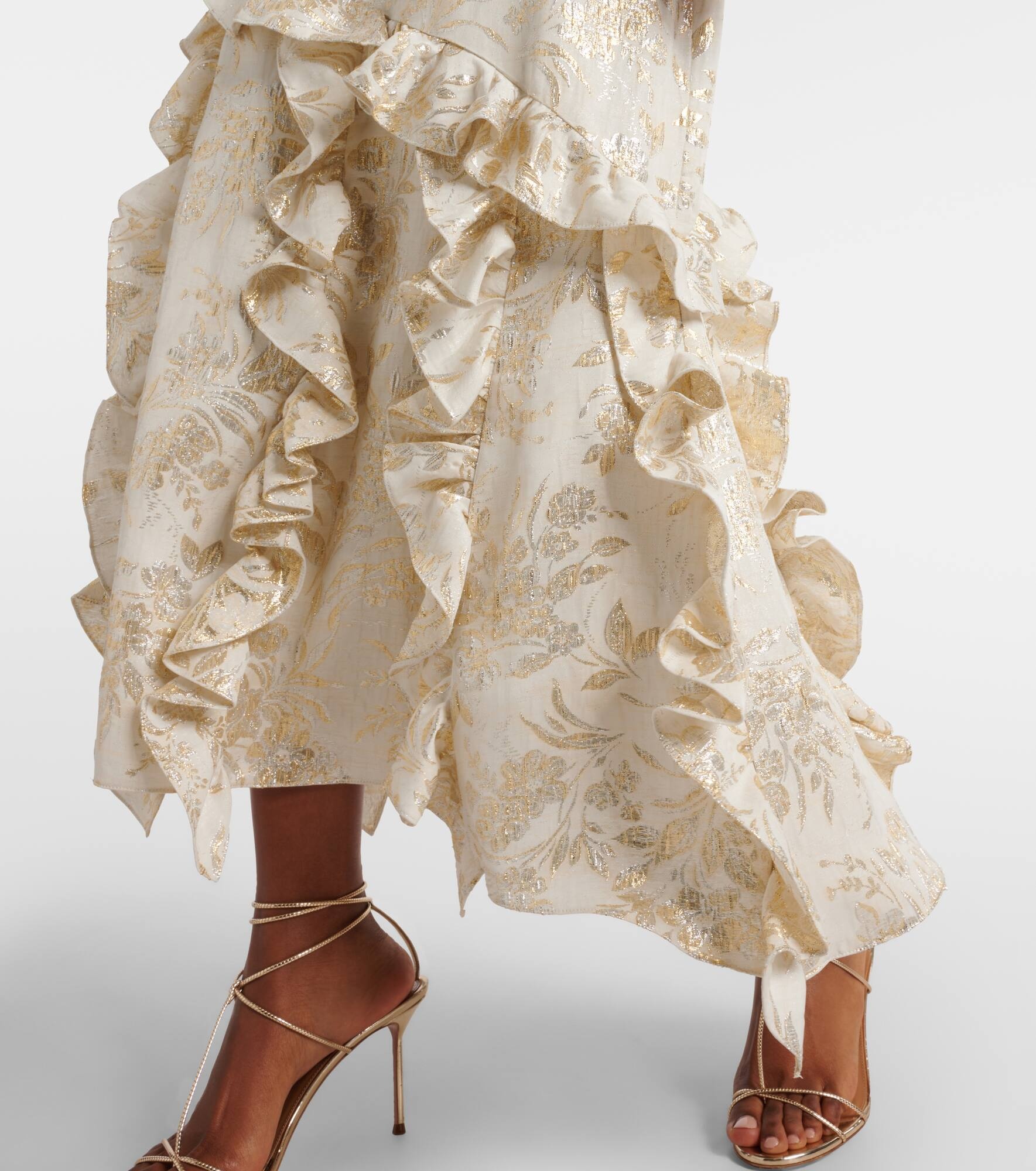 Calandra ruffled floral jacquard midi dress - 5