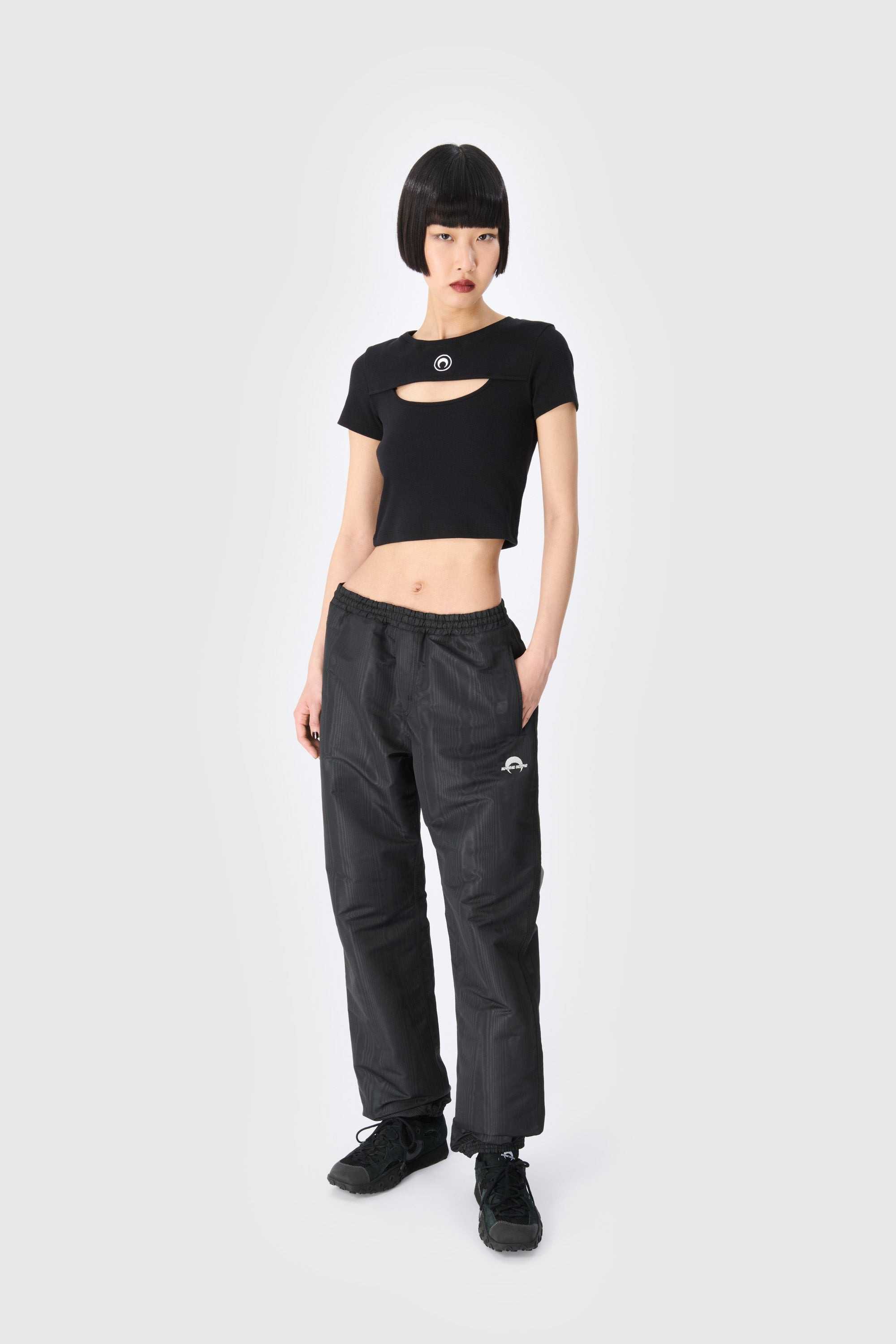 Moon Logo Ribbed Jersey Cut-Out T-Shirt - 4