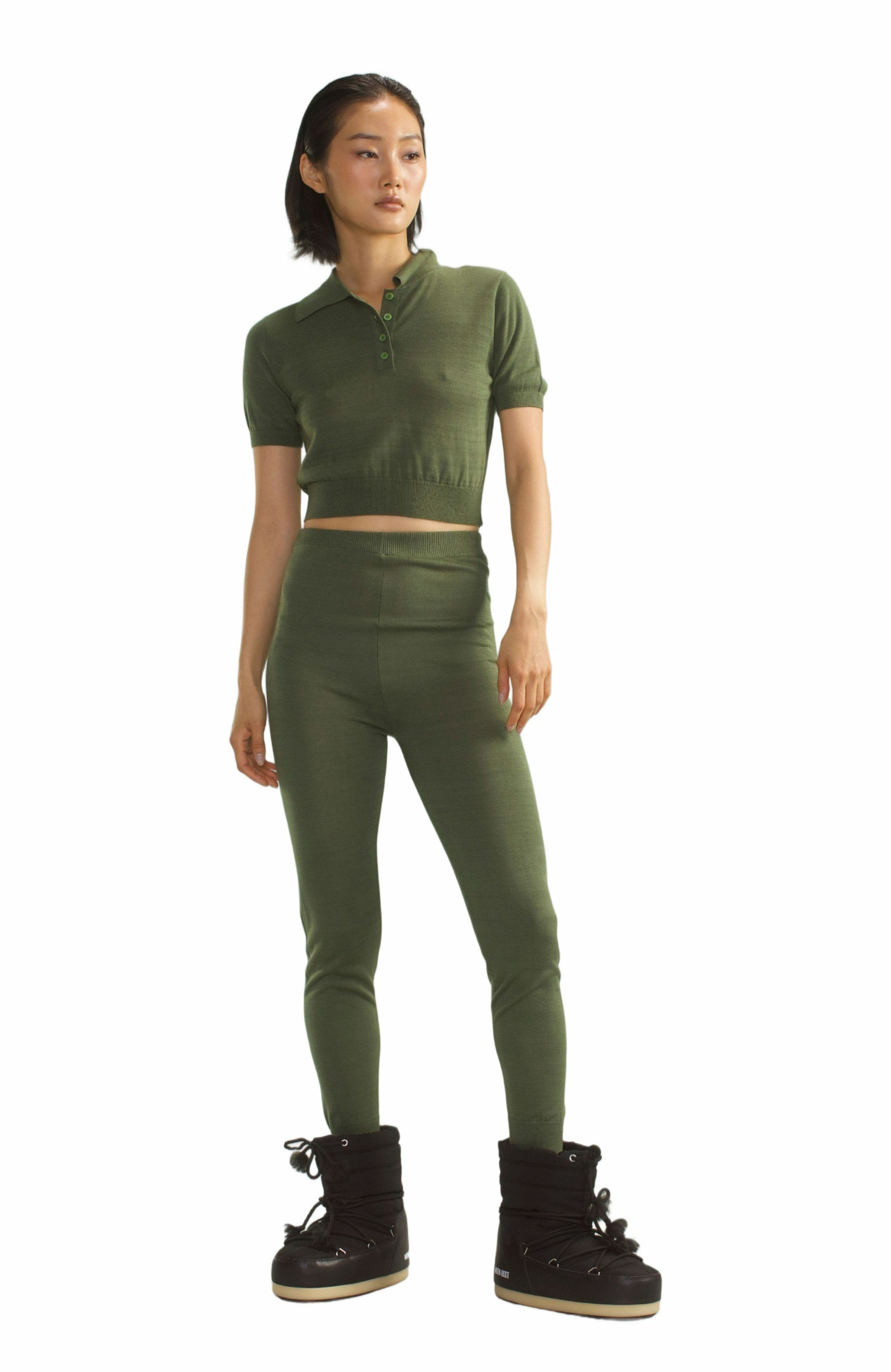 Cynthia Rowley Aspen Knit Polo in Dark Green at Nordstrom - 1