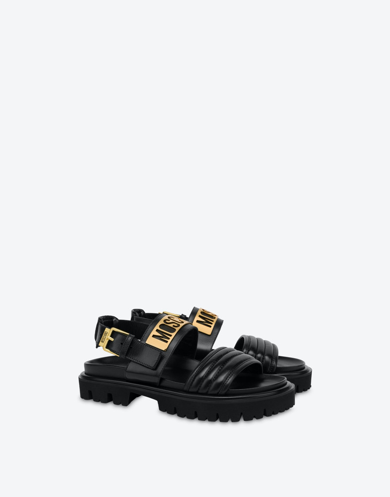 MAXI LOGO PLATE CALFSKIN SANDALS 1