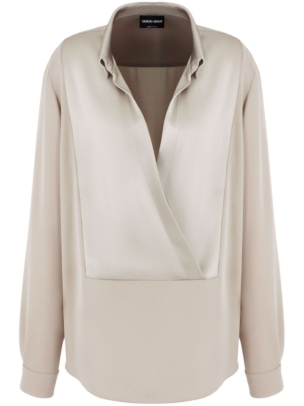 draped silk long-sleeve blouse - 1
