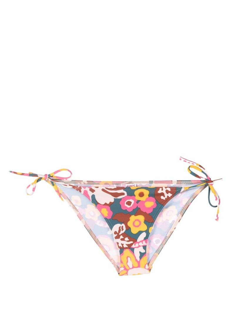 Kaki floral-print bikini bottoms 1