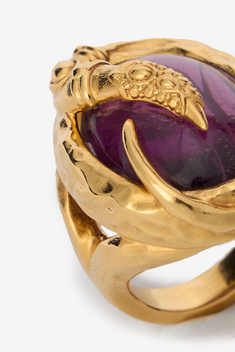 Golden Cocktail Ring With Amethyst Stone 5
