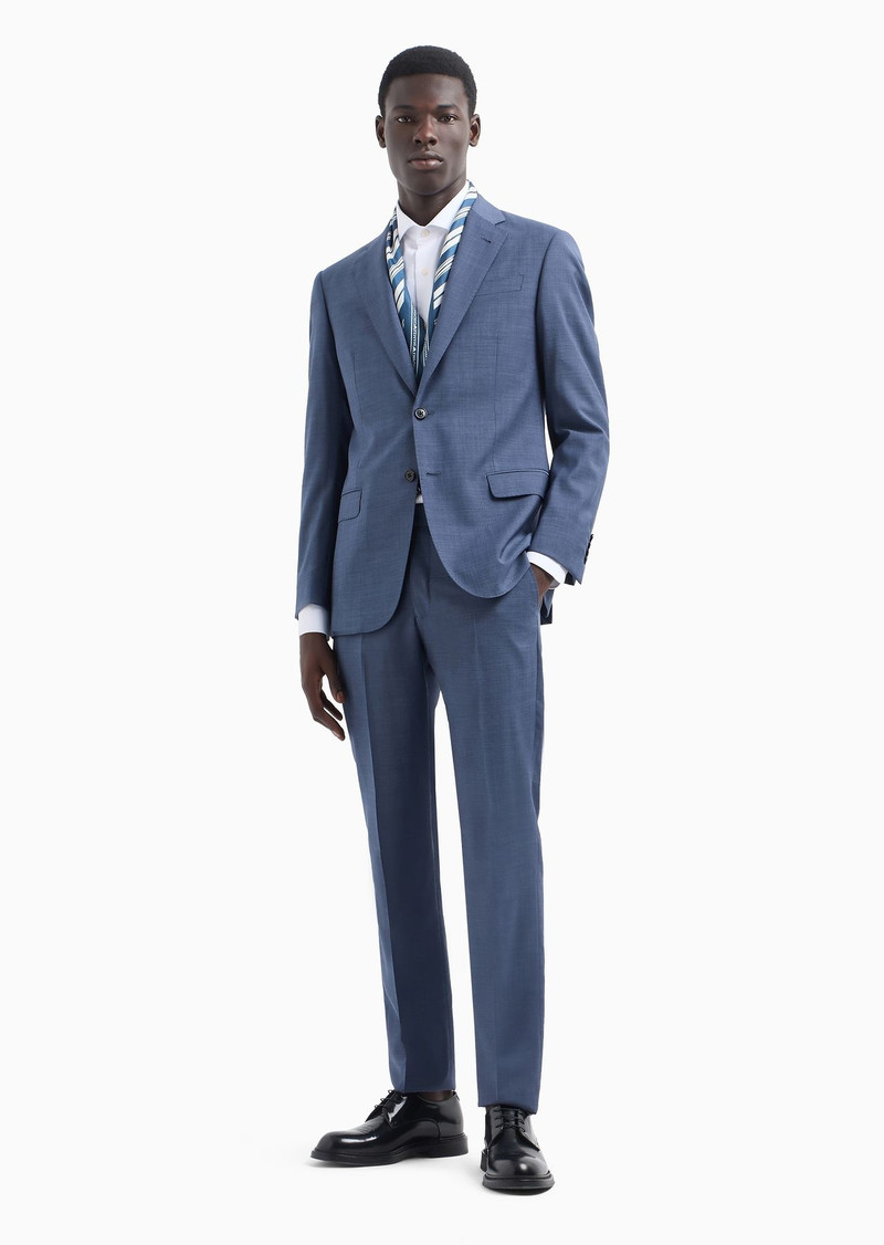 EMPORIO ARMANI Single-breasted, comfort-fit suit in fil-à-fil virgin-wool canvas outlook